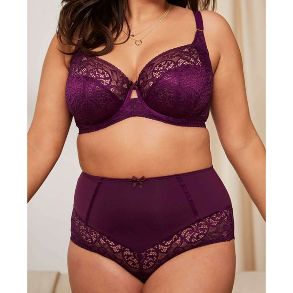 Panache Ana Plunge Lace Bra Damson Purple Color Size 30F NWT