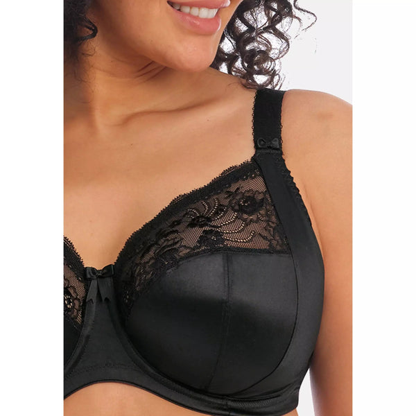Elomi Morgan Stretch Lace Banded Underwire Bra (4111),40H,BlackBerry