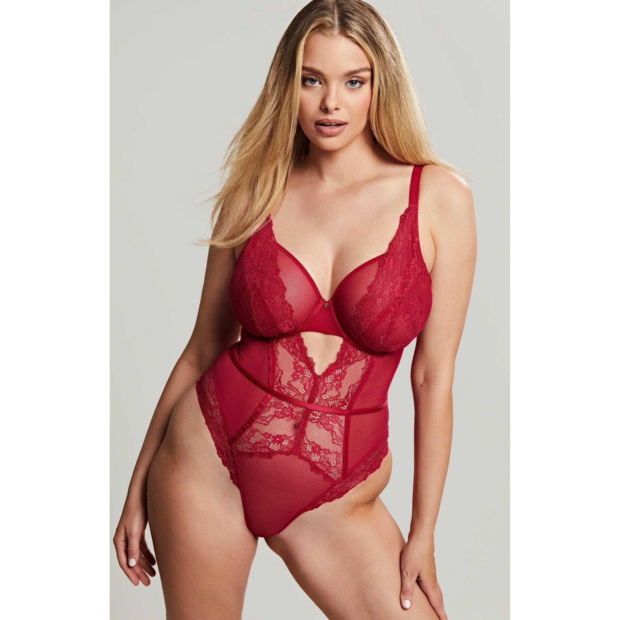 Cleo by Panache - Selena Plunge Bodysuit - Ruby Red
