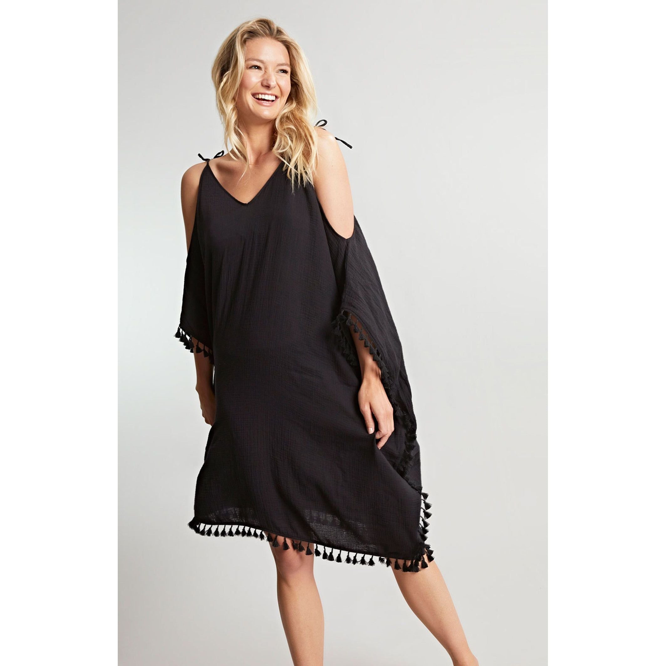 Amalfi Halle Short Kaftan - Black / White