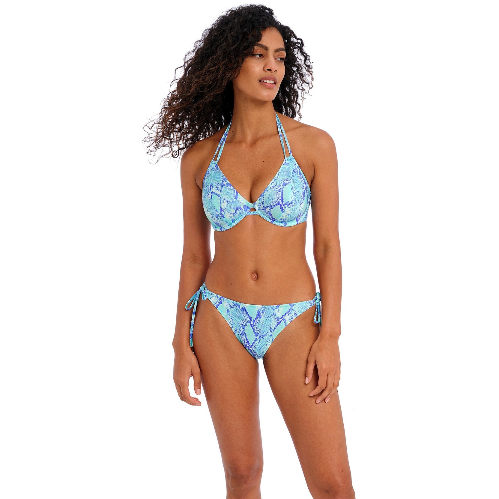 Freya Womens Mamba Underwire Bandless Halter Bikini Top, 34DD, Multi 
