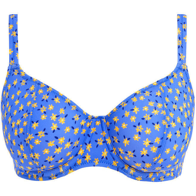 Garden Disco Bikini Top by Freya, Blue Floral, Plunge Bikini